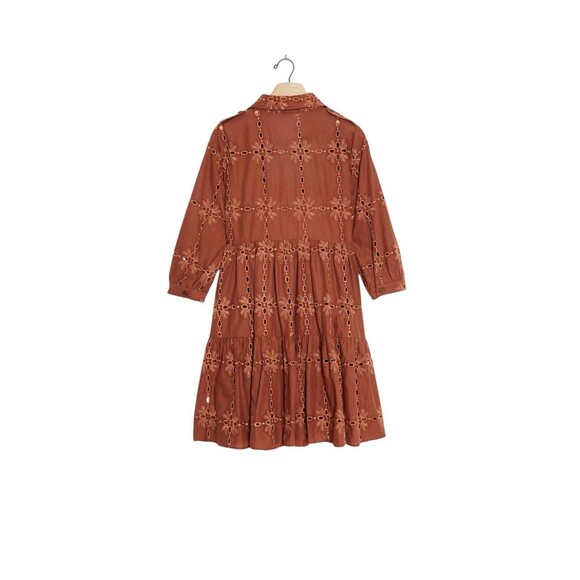 Anthropologie Eva Franco Josie Eyelet Tunic Dress Brown Size XS With Slip‎ Liner - Picture 3 of 13